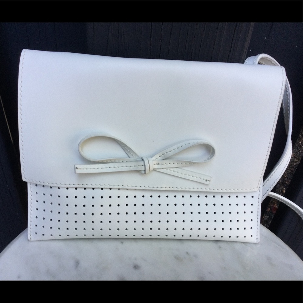 Gap Perforated Leather Crossbody Bag in White Leather